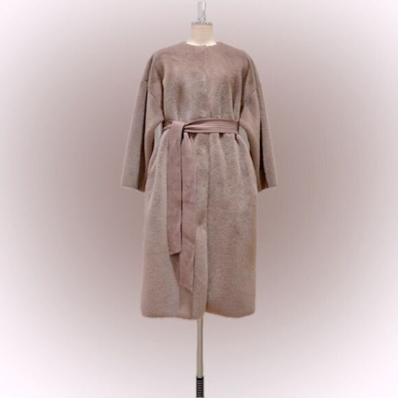 Jenni Kayne Yves Taupe Lamb Shearling 3/4 Sleeve Coat - Picture 10 of 16